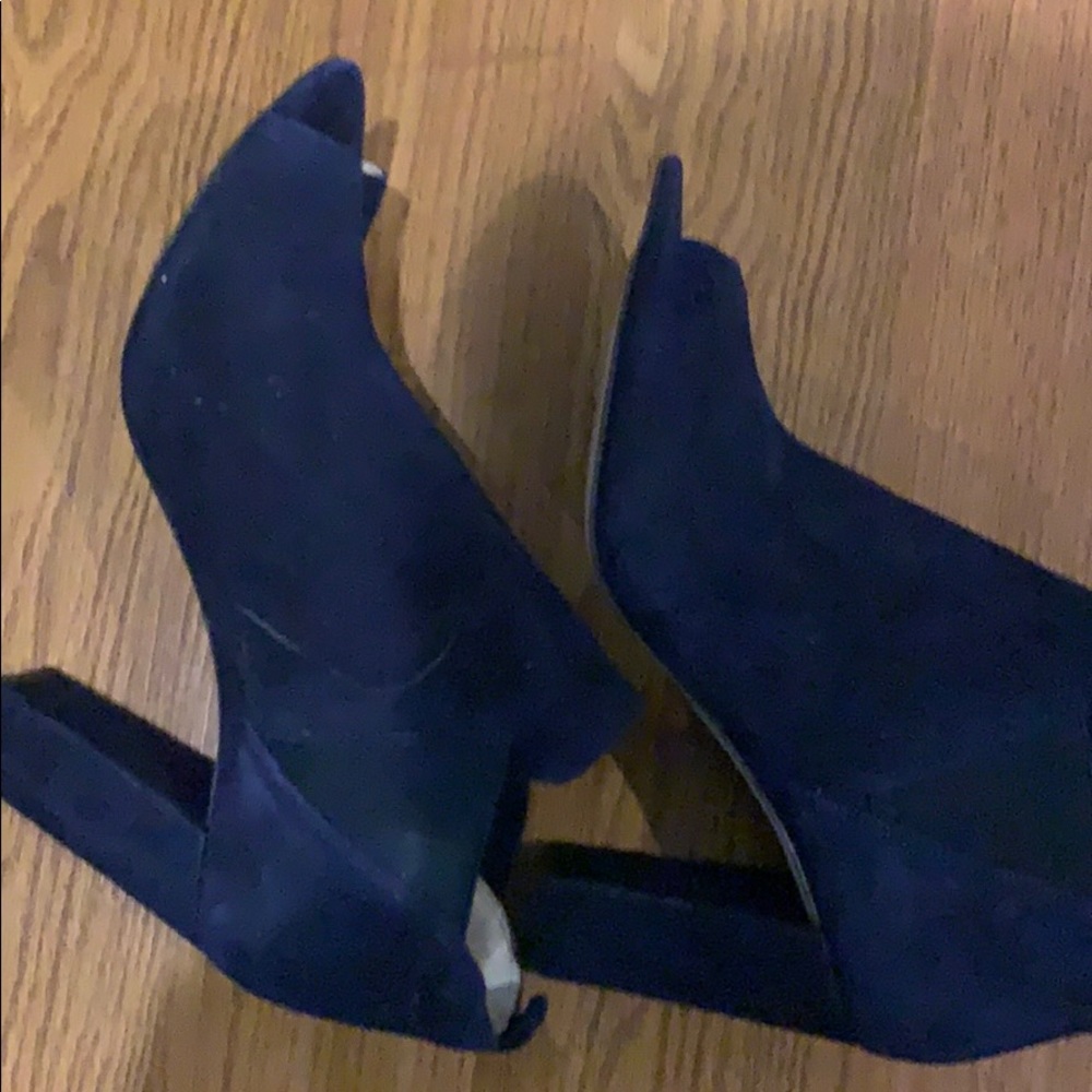 Navy blue suede boots